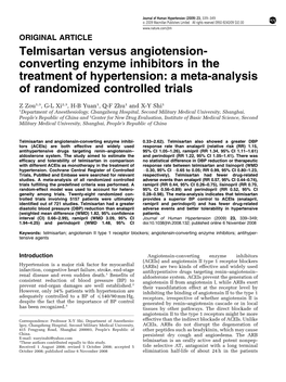 Telmisartan Versus Angiotension-Converting