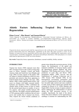 Abiotic Factors Influencing Tropical Dry Forests Regeneration