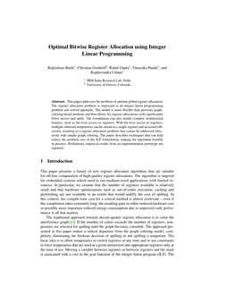 Optimal Bitwise Register Allocation Using Integer Linear Programming