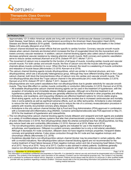 Therapeutic Class Overview Calcium Channel Blockers