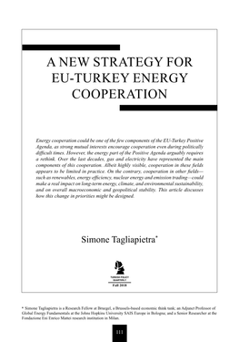 A New Strategy for EU-Turkey Energy Cooperation