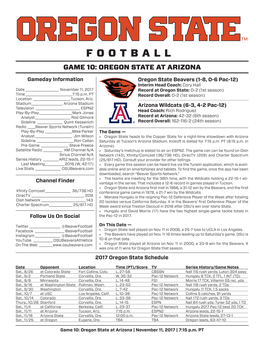 Game 10: Oregon State at Arizona