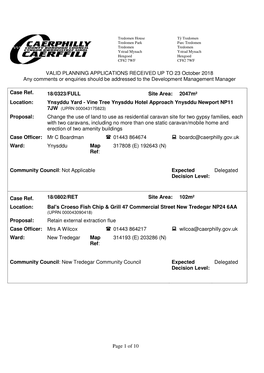 Page 1 of 10 VALID PLANNING APPLICATIONS RECEIVED up TO