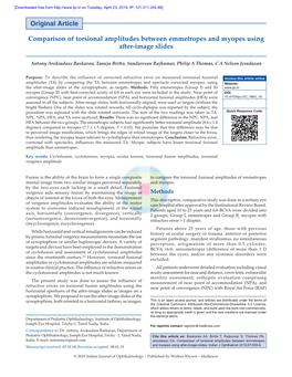 Original Article Comparison of Torsional Amplitudes Between