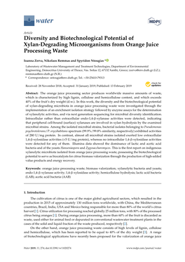 Diversity and Biotechnological Potential of Xylan-Degrading Microorganisms from Orange Juice Processing Waste