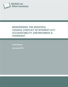 Modernizing the Municipal Council Conflict of Interest Act: Accountability, Enforcement & Oversight