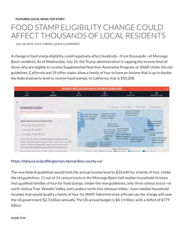 Food Stamp Eligibility Change Could Affect Thousands of Local Residents