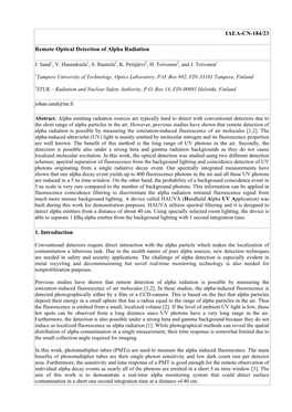 Remote Optical Detection of Alpha Radiation