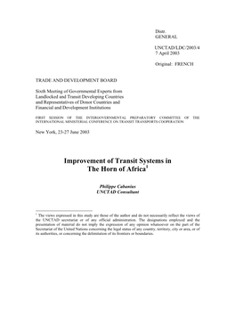 Improvement of Transit Systems in the Horn of Africa1