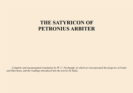 THE SATYRICON, Complete