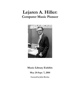 Lejaren A. Hiller: Computer Music Pioneer (PDF)