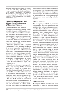 Optic Nerve Hypoplasia and Autism