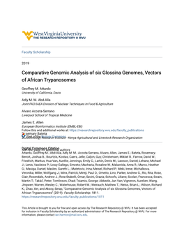 Comparative Genomic Analysis of Six Glossina Genomes, Vectors of African Trypanosomes