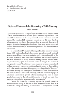 Objects, Ethics, and the Gendering of Sikh Memory Anne Murphy