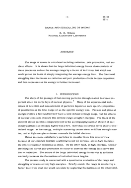 Ss-54 2271 Range and Straggling of Muons R. R