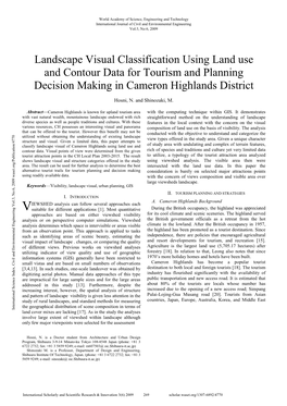 Landscape Visual Classification Using Land Use and Contour Data for Tourism and Planning Decision Making in Cameron Highlands District
