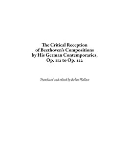 The Critical Reception of Beethoven's Compositions by His German