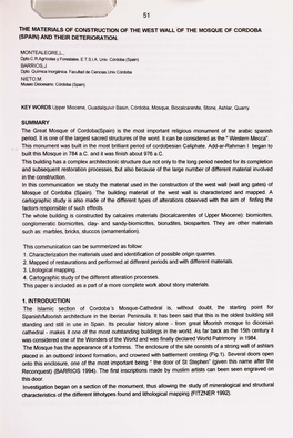The Materials of Construction of the West Wall of the Mosque of Cordoba (Spain) and Their Deterioration
