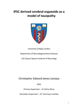 Ipsc Derived Cerebral Organoids As a Model of Tauopathy