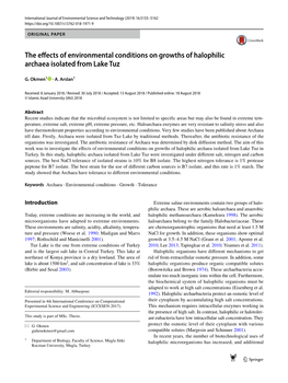 The Effects of Environmental Conditions on Growths of Halophilic