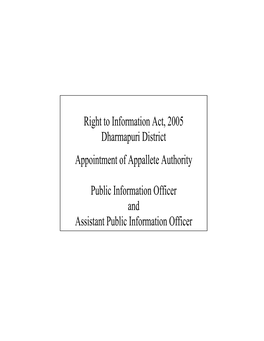 Right to Information Act, 2005 Dharmapuri District Appointment Of