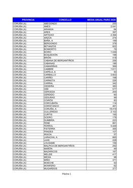 Páxina 1 PROVINCIA CONCELLO MEDIA ANUAL