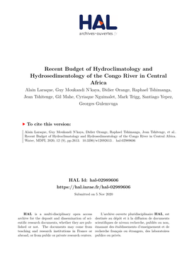 Recent Budget of Hydroclimatology and Hydrosedimentology of The