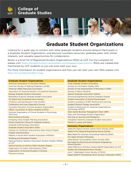 Graduate Student Organizations