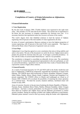 Compilation of Country of Origin Information on Afghanistan, January 2004