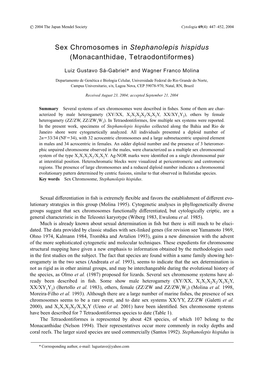 Sex Chromosomes in Stephanolepis Hispidus (Monacanthidae, Tetraodontiformes)