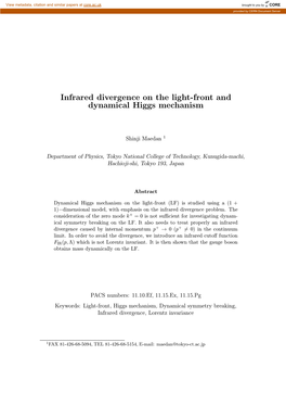 Infrared Divergence on the Light-Front and Dynamical Higgs Mechanism