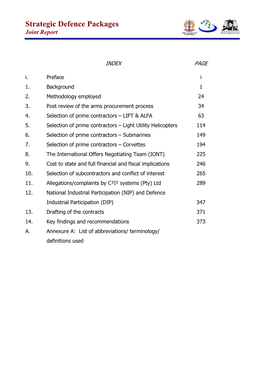 Joint Investigation Report Into the Strategic Defence Procurement