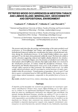 Petrified Wood Occurrences in Western Thrace and Limnos Island: Mineralogy, Geochemistry and Depositional Environment