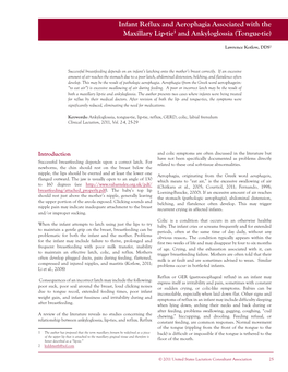 (2011) Infant Reflux and Aerophagia Associated with the Maxillary Lip-Tie