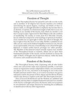 Freedom of Thought Freedom of the Society