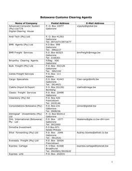 Botswana Customs Clearing Agents
