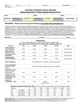 Media Duplication & Reformatting Request Form