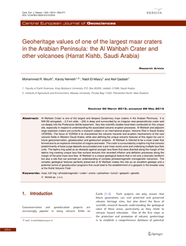 The Al Wahbah Crater and Other Volcanoes (Harrat Kishb, Saudi Arabia)