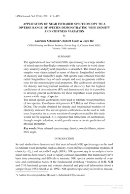 Application of Near Infrared Spectroscopy to a Diverse