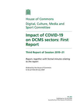 Impact of COVID-19 on DCMS Sectors: First Report