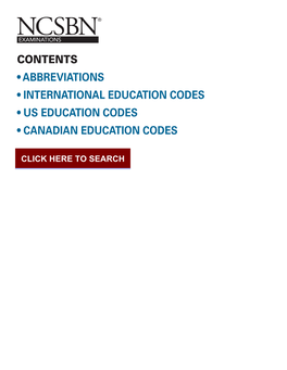 Contents • Abbreviations • International Education Codes • Us Education Codes • Canadian Education Codes January 1, 2020