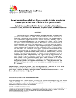 Lower Jurassic Corals from Morocco with Skeletal Structures Convergent with Those of Paleozoic Rugosan Corals