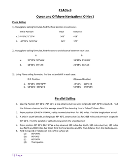 CLASS-3 Ocean and Offshore Navigation ( O’Nav )