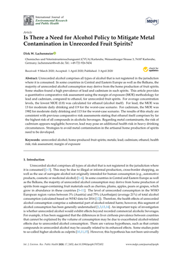 Is There a Need for Alcohol Policy to Mitigate Metal Contamination in Unrecorded Fruit Spirits?