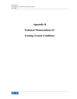 TM #2 Existing Transit Conditions