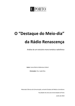 O “Destaque Do Meio-Dia” Da Rádio Renascença