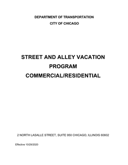 Street and Alley Vacation Program Commercial/Residential