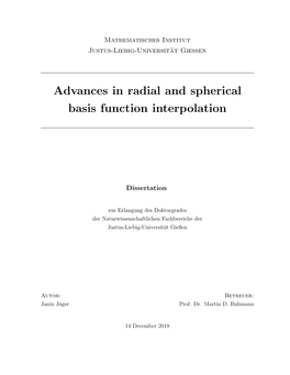 Advances in Radial and Spherical Basis Function Interpolation