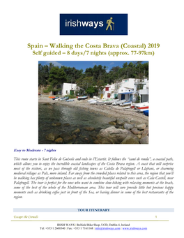 2019 Costa Brava Walking Tour Dossier