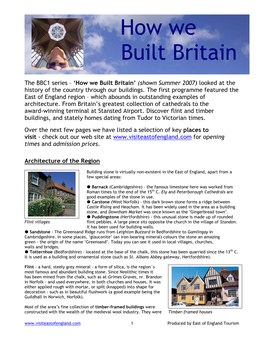 The Major New BBC1 Series – 'How We Built Britain' Looks at the History of the Country Through Our Buildings